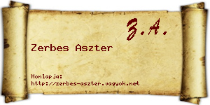 Zerbes Aszter névjegykártya